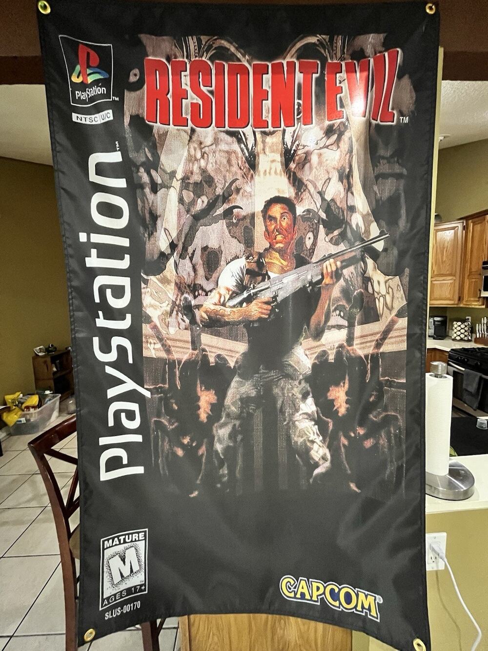 Resident Evil Sony PlayStation 1 PS1 PSO Boxart 5' Capcom Flag Banner Long Box